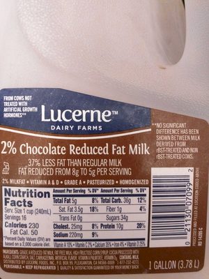 2% Chocolate Reduced Fat Milk 2% Chocolate Reduced Fat Milk
