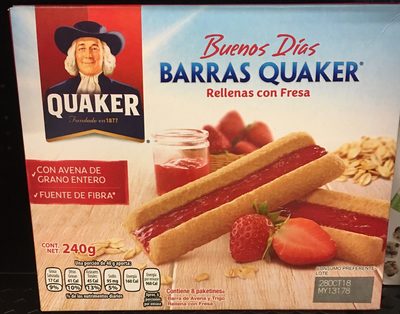 Barras Quaker rellenas with Strawberry Barras Quaker rellenas con fresa