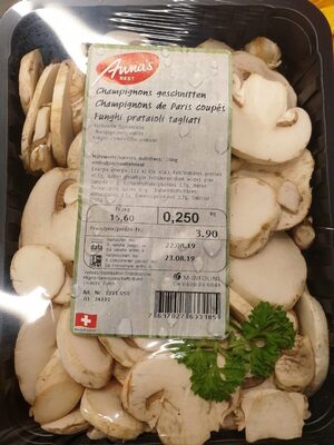 Cut Mushrooms from Paris Champignons de Paris coupés