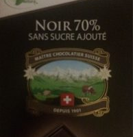Black Chocolate 70% sans Sugar ajouté Chocolate noir 70% sans sucre ajouté