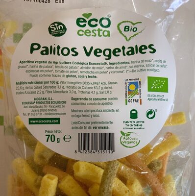 Palitos Vegetables eco bii Palitos vegetales eco bii