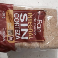 Pan de molde integral sin corteza
