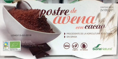 Dessert from Oat with Cacao Postre de Avena con Cacao