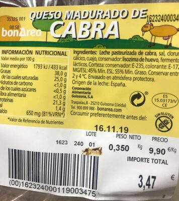 Cheese madurado from Cabra Queso madurado de cabra