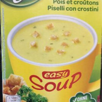 Soupe pois et croûtons