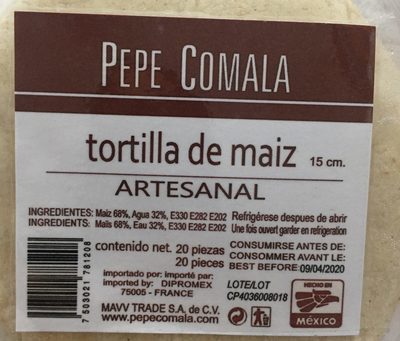 Tortilla from Maiz artesanal Tortilla de maiz artesanal
