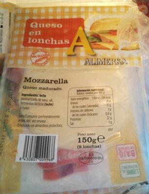 Cheese in loncha Mozzarella Cheese Cheese in loncha Mozzarella Cheese