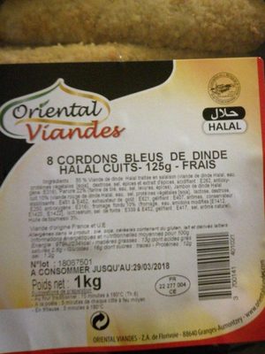 Cordon bleu from Turkey Halal cuit Cordon bleu from Turkey Halal cuit