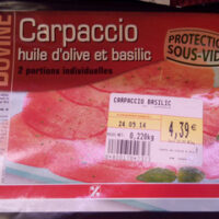 Carpaccio Oil d'olive and Basil