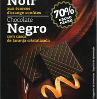 Black Chocolate with écorces d'orange confites. 70% Cocoa