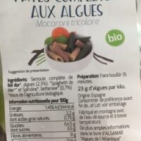 Pastes complètes with Algues