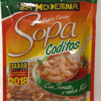sopa coditos con tomate y sabor pollo